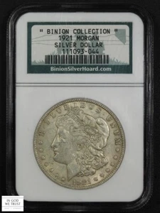 1921 Binion Collection Hoard Morgan Silver Dollar $1 NGC Holder - Picture 1 of 5