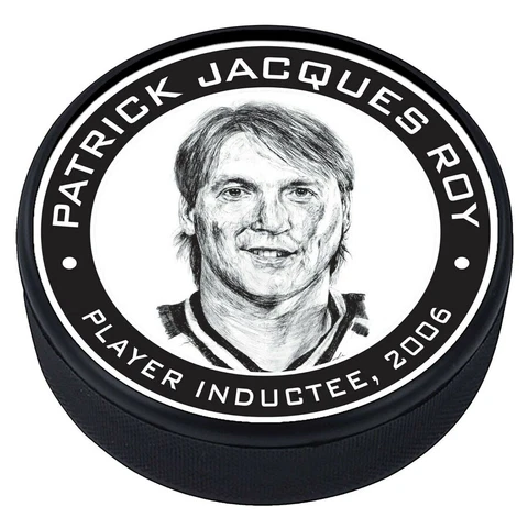 Patrick Roy NHL Legends Textured Hockey Puck - Player Inductee, 2006 Cover