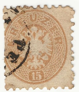 1863 Austria - Aquila bicipite in ovale, 15 k. bistro usato - Picture 1 of 1