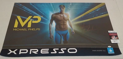 Póster anuncio de natación firmado autografiado por Michael Phelps Juegos Olímpicos JSA XPRESSO 24x36 Foto 1 de 2