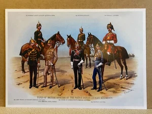 Richard Simkin Military art print British Officers of Native Indian Cavalry Regs - Picture 1 of 2