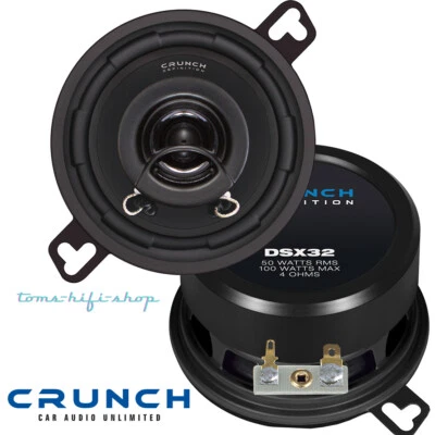 CRUNCH DSX-32 100 Watt 8,7cm Auto Boxen klein rund vorne Armaturenbrett 87mm - Bild 1 von 4