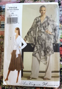 Vogue 8434 Women's Pleated Wrap Top Tunic Skirt Pants Pattern size 8 - 14 Uncut - Picture 1 of 2