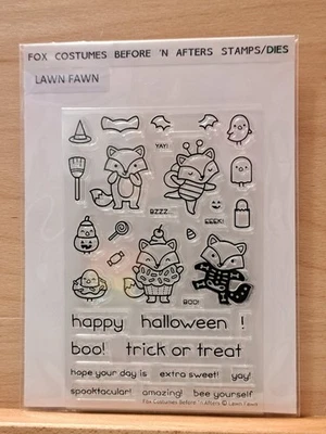 Набор прозрачных марок и штампов костюмы лисицы до и после газона - Изображение 1 из 2