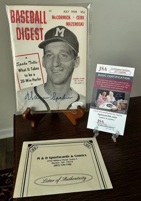 Warren Spahn Signed Autographed Auto Baseball Digest 1958 Braves JSA COA RARE - Image 1 of 3