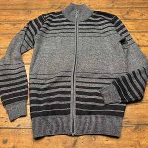Suéter Red Ape Para Hombre Gris Medio Rayas Cremallera Completa Cuello Simulado - Imagen 1 de 4