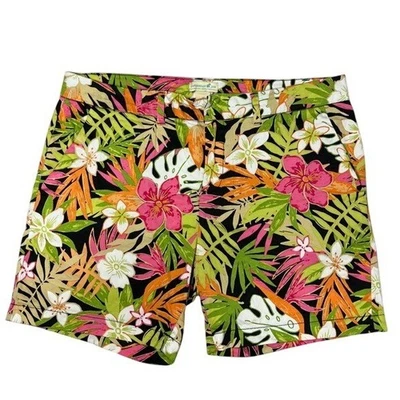 Pantalones Cortos Tropicales Florales Caribbean Joe Para Mujer Multicolor Frente Plano Elastizados Talla 14 Foto 1 de 4