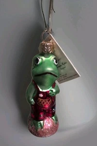 Christopher Radko Froggy bambino rosa base vetro ornamento da appendere 3,5 pollici con etichetta - Foto 1 di 5