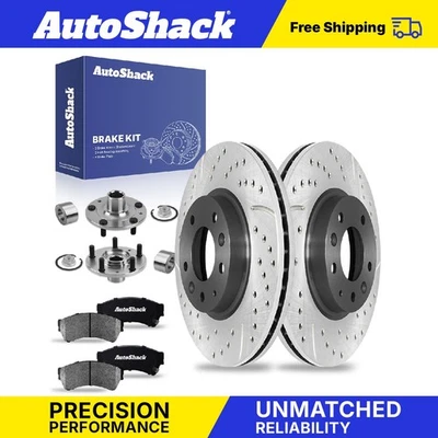 Front Drilled Slotted Brake Rotors Pads Hubs for 2006-2008 Mazda 6 2.3L V6 - Image 1 of 4