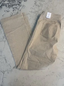 Neu J McLaughlin hellbraun weiß Gingham kariert Pull-On Rylie Hose Größe 0 168 $ - Bild 1 von 5