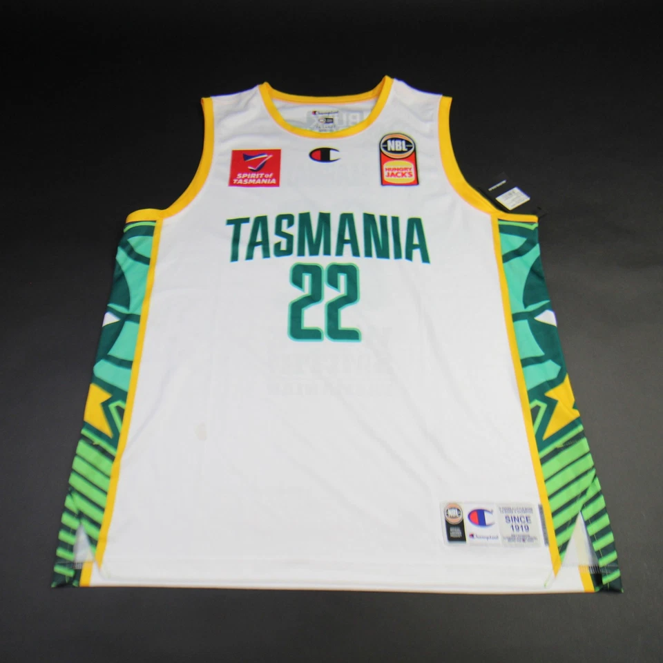 Camiseta Tasmania JackJumpers Champion Game - Baloncesto Hombre Blanco/Verde Usada Foto 1 de 1