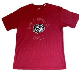 Temple University Women's Large T-Shirt Red Lightweight Felted Temple Owl Logo - Picture 1 of 8