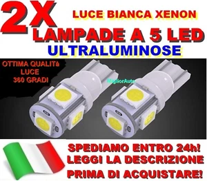 2 LAMPADINE T10 5 LED LUCE POSIZIONE YAMAHA T MAX TMAX 500/530 LUCE BIANCA - Foto 1 di 3