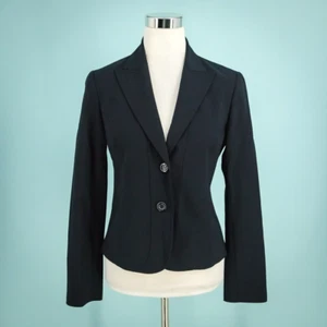 Chaqueta Blazer Lafayette 148 Talla 2 Azul Marino Cuello Botón Lana Trabajo Carrera - Imagen 1 de 6