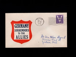 WWII Patriotic Germany Surrenders VE DAY Toledo Ohio May 7 1945 Cover 5o - Picture 1 of 1