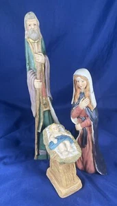 Vintage Nativity 3 Piece Jospeh Mary And Baby Jesus Pencil Style Porcelain - Picture 1 of 13