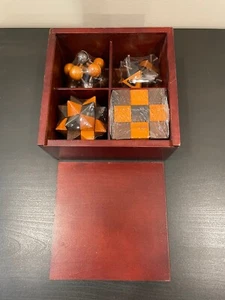 4 in One Wooden 3D Puzzle Games Set Interlocking Brain Teaser Teens Adults Gift - Picture 1 of 4