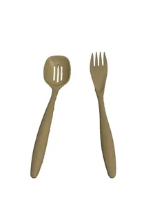 VINTAGE ROSTI MEPAL MADE IN DENMARK WHITE SLOTTED Spoon And Fork - Melamine. - Picture 1 of 7