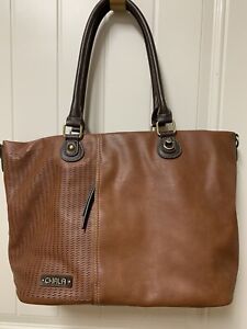 Chala Laser Cut Shoulder Handbag Purse Messenger Bag Large Brown