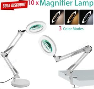 10X Lupe Schreibtischleuchte Lupe LED Lampe Leselampe (schwarz/weiß) - Bild 1 von 21