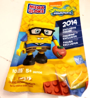 SPONGEBOB SQUAREPANTS Nerd 2014 NYCC Exclusive Figure Figurine MEGA BLOKS - Image 1 of 3
