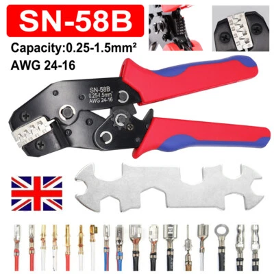 SN-58B Pin Crimping Tool Wire Cable Crimper Pliers Terminal Connector AWG24-16
