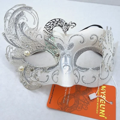 Party Mask for Women - Masquerade - White - Mardi Gras Halloween - Image 1 of 4