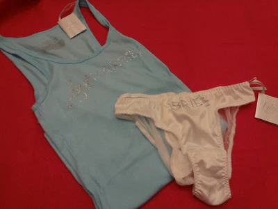 Conjunto de camiseta sin mangas Victoria's Secret para novia con panty bling conjunto MED/SM NUEVO CON ETIQUETAS - BR11 Foto 1 de 2
