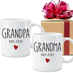 Grandparents Est 2025 Coffee Mugs Gifts Set of 2 New Grandparents Gift Pregna... - Picture 1 of 5