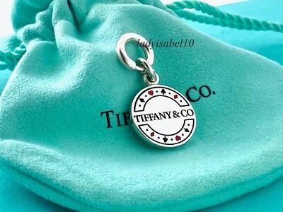 Tiffany & Co Las Vegas Esmalte Círculo Dije Poker Chip Spring Anillo Plateado con Bolsa Foto 1 de 4