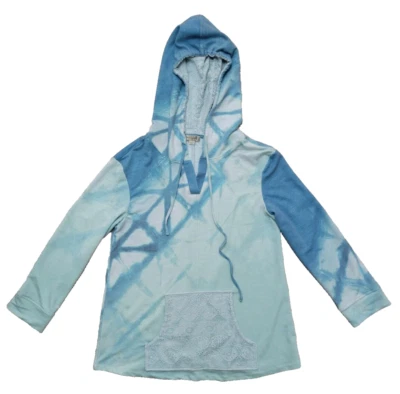 One World Sudadera Boho Hippie Con Capucha Verde/Azul Talla Grande Pullover Encaje Foto 1 de 4