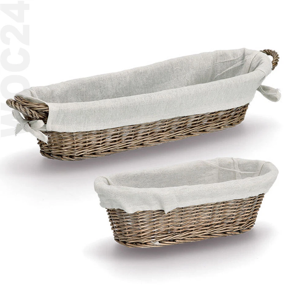 Brot Obst Korb Weide Baguette Körbchen Frühstück grau-braun geflochten - Bild 1 von 1