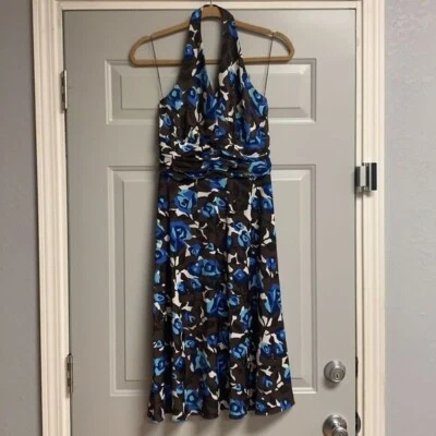 Vestido Halter Donna Morgan Marrón Blanco Azul Rosa Floral 8 Foto 1 de 4