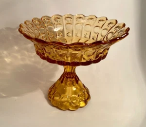 LG Wright Beautiful Vintage Amber Compote Pedestal Bowl in the Priscilla Pattern - Picture 1 of 8