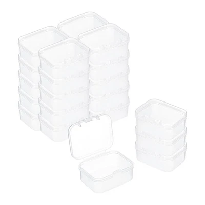 Mini caja contenedor de plástico transparente de 24 piezas, estuche de plástico con soporte rectangular de 1,8 x 1,4" Foto 1 de 4
