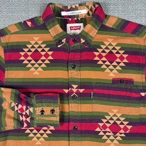 Levis Men's Shirt S Long Sleeve Native Pattern Navajo Aztec Jamaican 100% Cotton - Picture 1 of 10