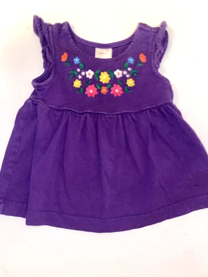Top de niña Hanna Andersson 120 EE. UU. talla 3 púrpura con flores bordadas Foto 1 de 4
