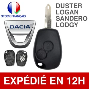 Coque Clé Plip Vierge Compatible Dacia Duster Sandero Logan Lodgy 2 Boutons Lame - Picture 1 of 10