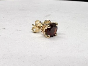 James Avery 14k Gold SINGLE Garnet Rope Cable Stud Earring - Picture 1 of 7