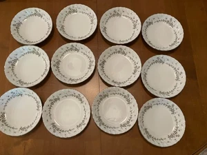 Vintage Set of 12 Style House Picardy Japan Platinum Trim Berry Dessert Bowls - Picture 1 of 4