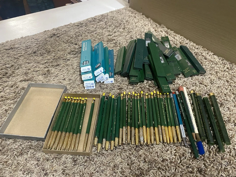 Vintage A.W. Lote de lápices de dibujo Faber Castell Locktite 9800SG 9400 Alemania Foto 1 de 4