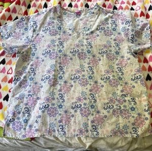 365 Work & Wear Womens Medical Scrub Top 4X Floral~L@@K!!!! - Picture 1 of 2