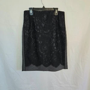 Elie Tahari 5F Bergdorf Goodman Glam Black Wool Blend Lace Party Skirt 4 Career - Picture 1 of 10