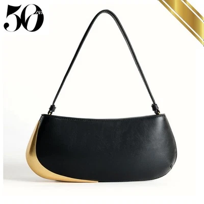 Zara 2025 Shoulder Bag with Metal Detail 50th Anniversary Black/Gold - Original - Image 1 of 4