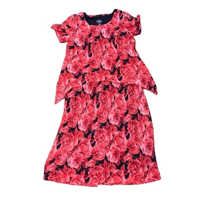 Vestido Positive Attitude Mujer Floral En Capas Tallas 16 Negro Rojo Flores Largo  Foto 1 de 4