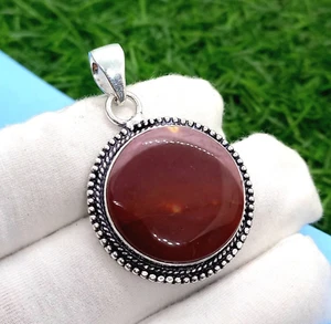 Beautiful Mookaite Gemstone 925 Sterling Silver Handmade Pendant Jewelry 1.5" - Picture 1 of 4