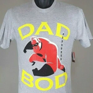 NWT Disney Pixar Mr. Incredibles 2 DAD BOD T Shirt S/Small Gray Movie Tee - Picture 1 of 8