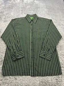 Vtg Knockout Jeans Shirt Men 2XL Neon Green Striped Button Up Dinner Date Night - Picture 1 of 9