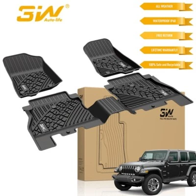 All Weather Floor Mats Liners for 2018-2025 Jeep Wrangler JL 4Door Black TPE Set - Image 1 of 4