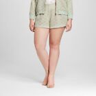 Victoria Beckham Shorts Peek A Boo Women's Size 26W Green Lace Overlay Pleated
